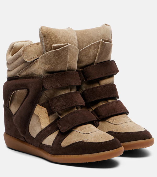  Isabel Marant Isabel Marant Bekett Leather And Suede Wedge Sneakers 