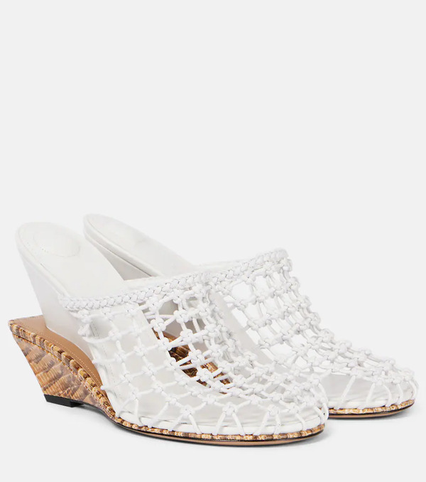  Jacquemus Jacquemus Double 110 Woven Leather Wedge Mules 