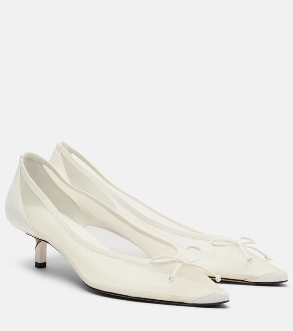  Jacquemus Jacquemus Tourni Leather-trimmed Mesh Pumps 