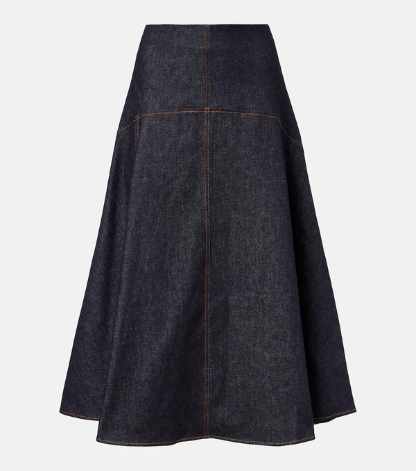  Jacquemus Jacquemus Triangle De-nã®mes Denim Midi Skirt 