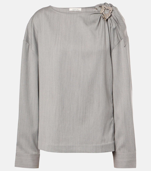  Jacques Wei Jacques Wei Embellished Wool Blouse 