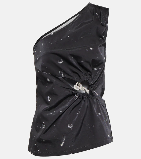  Jacques Wei Jacques Wei Printed Cutout One-shoulder Top 