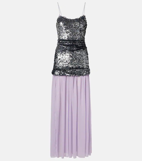  Jacques Wei Jacques Wei Sequined Paneled Maxi Dress 