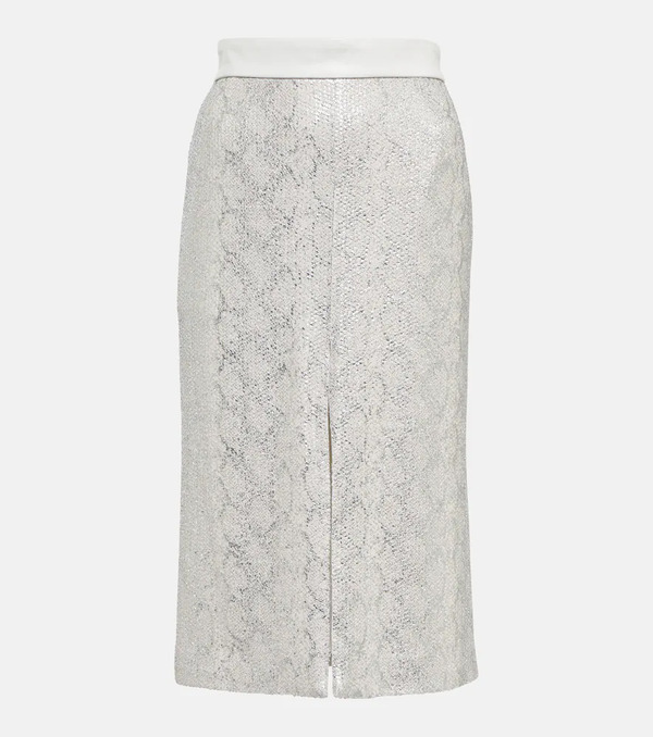  Jacques Wei Jacques Wei Sequined Snake-effect Midi Skirt 