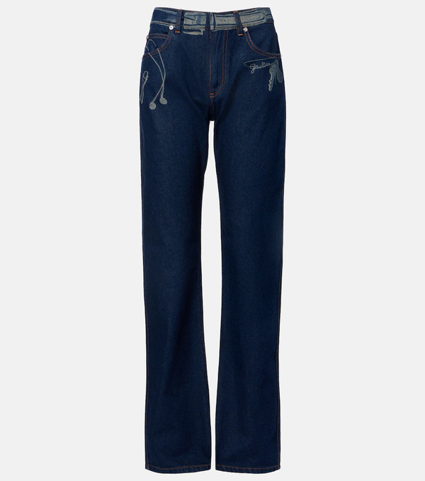  Jean Paul Gaultier Jean Paul Gaultier Printed Mid-rise Straight Jeans 