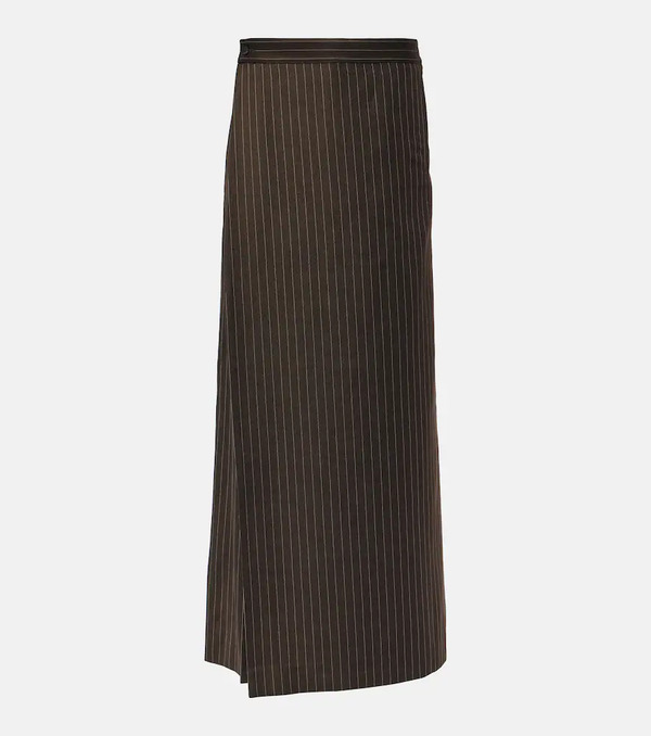  Jean Paul Gaultier Jean Paul Gaultier Tattoo Pinstripe Wool-blend Maxi Skirt 