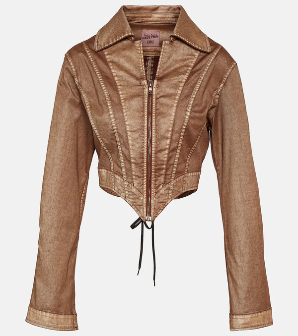  Jean Paul Gaultier Jean Paul Gaultier X Knwls Cropped Denim Corset Jacket 
