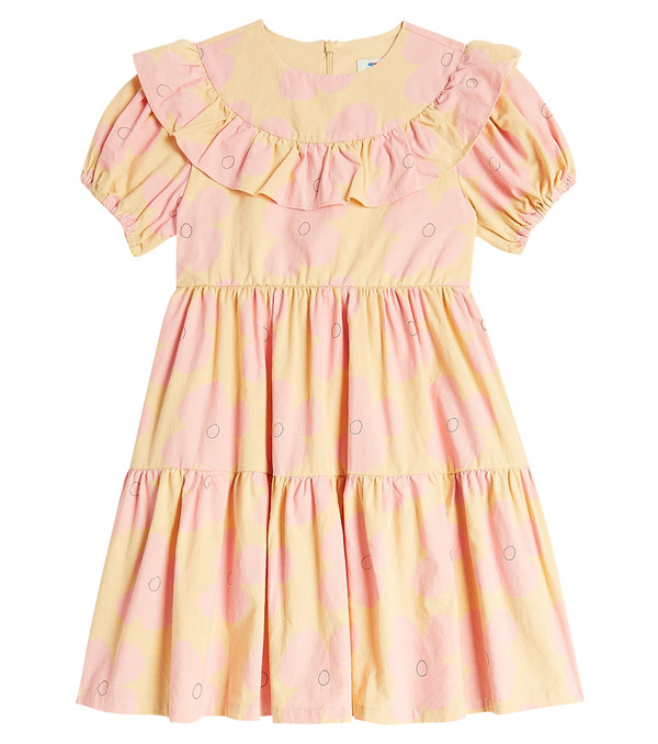  Jellymallow Jellymallow Pink Flower Tiered Cotton Dress 