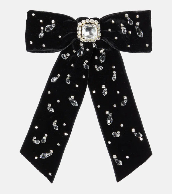  Jennifer Behr Jennifer Behr Alva Bow Embellished Velvet Barrette 