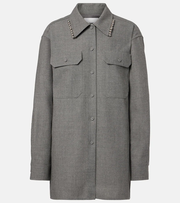  Jil Sander Jil Sander Beaded Wool Canvas Shirt 