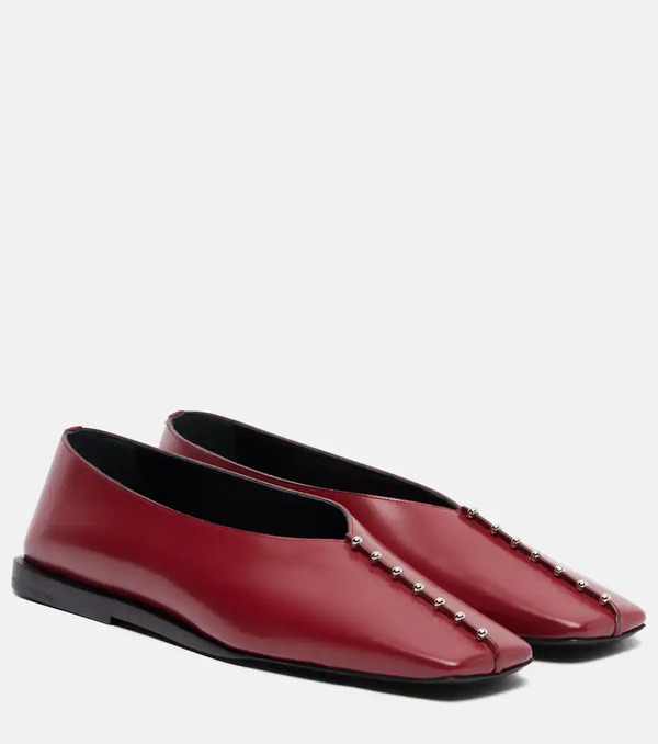  Jil Sander Jil Sander Embellished Leather Ballet Flats 