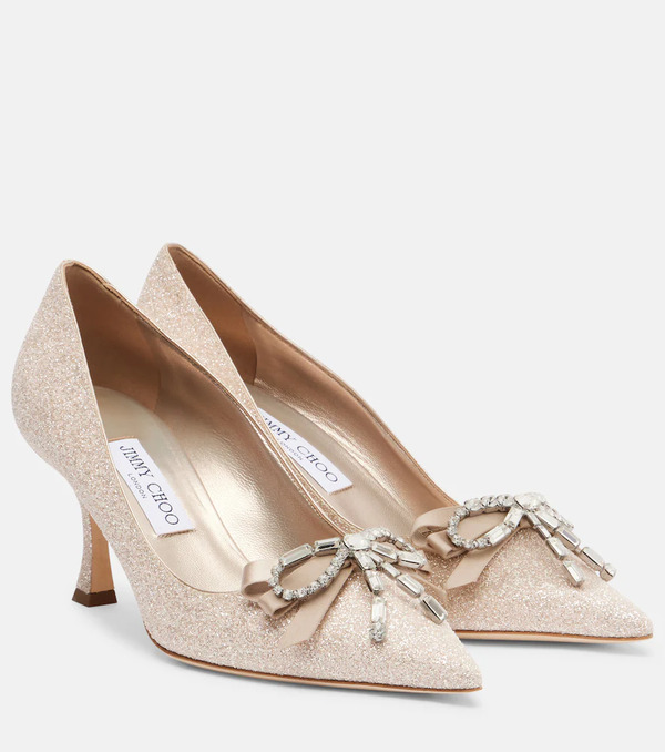  Jimmy Choo Jimmy Choo Auria 70 Crystal-embellished Glitter Pumps 