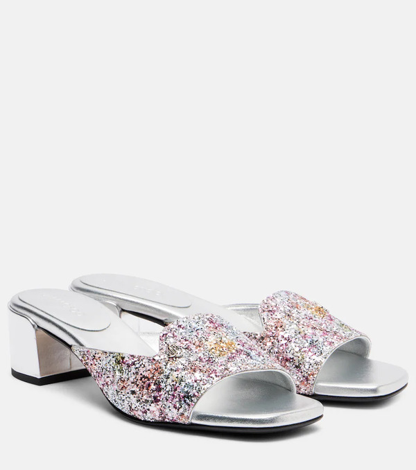  Jimmy Choo Jimmy Choo Dina 45 Glitter Mules 