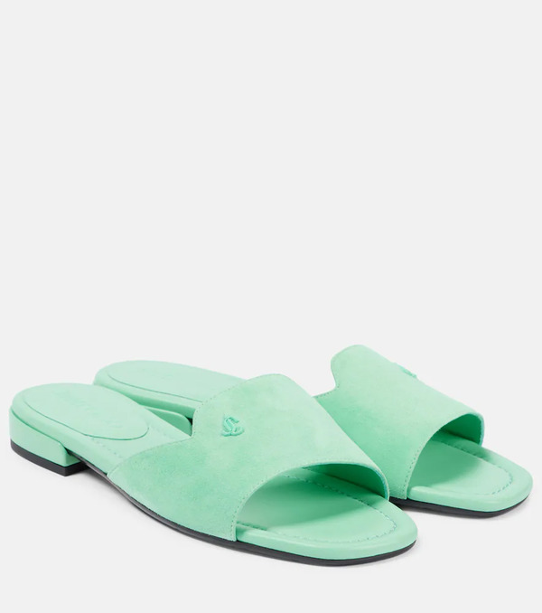  Jimmy Choo Jimmy Choo Dina Logo Suede Slides 