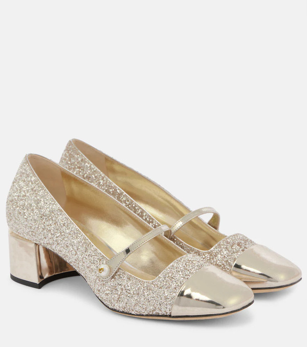  Jimmy Choo Jimmy Choo Elisa 45 Glitter And Leather Pumps 