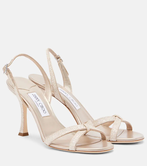  Jimmy Choo Jimmy Choo Elsy 90 Glitter Slingback Sandals 