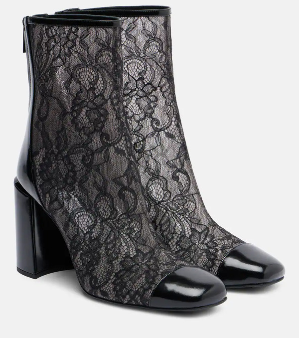  Jimmy Choo Jimmy Choo Kisu 85 Leather-trimmed Lace Ankle Boots 