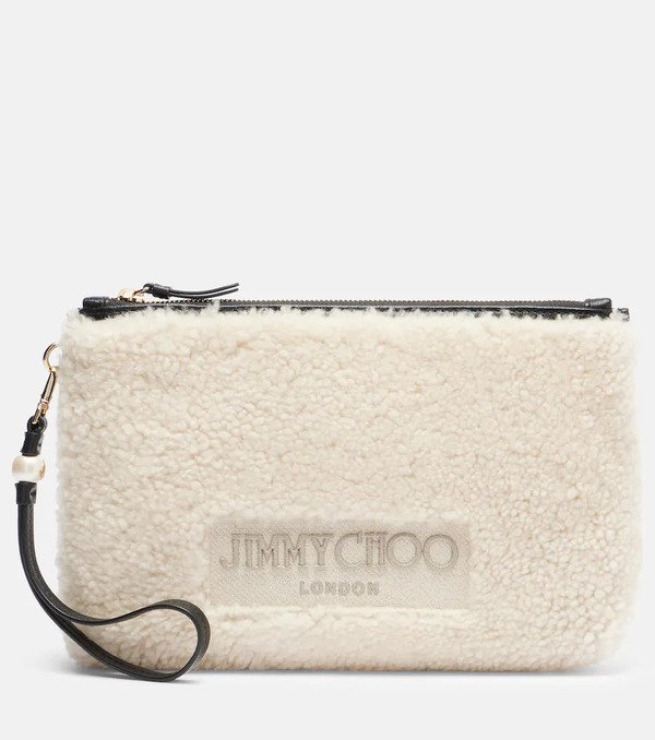  Jimmy Choo Jimmy Choo Logo Shearling Pouch With Strap 