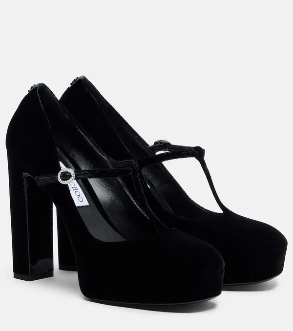  Jimmy Choo Jimmy Choo Marene 120 Velvet Mary Jane Pumps 