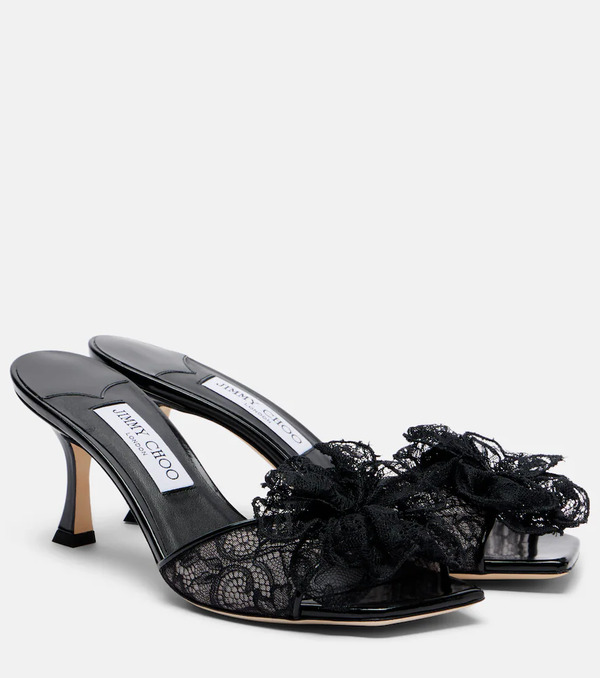  Jimmy Choo Jimmy Choo Skye Corsage Floral-appliquã© Lace Mules 