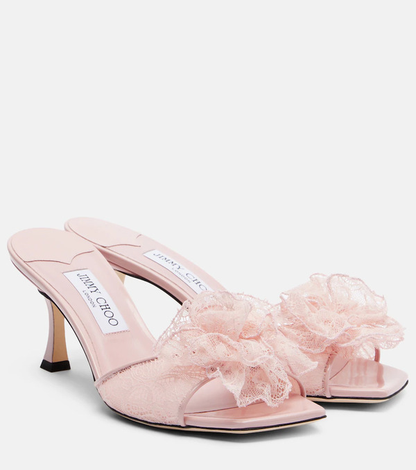  Jimmy Choo Jimmy Choo Skye Corsage Floral-appliquã© Lace Mules 