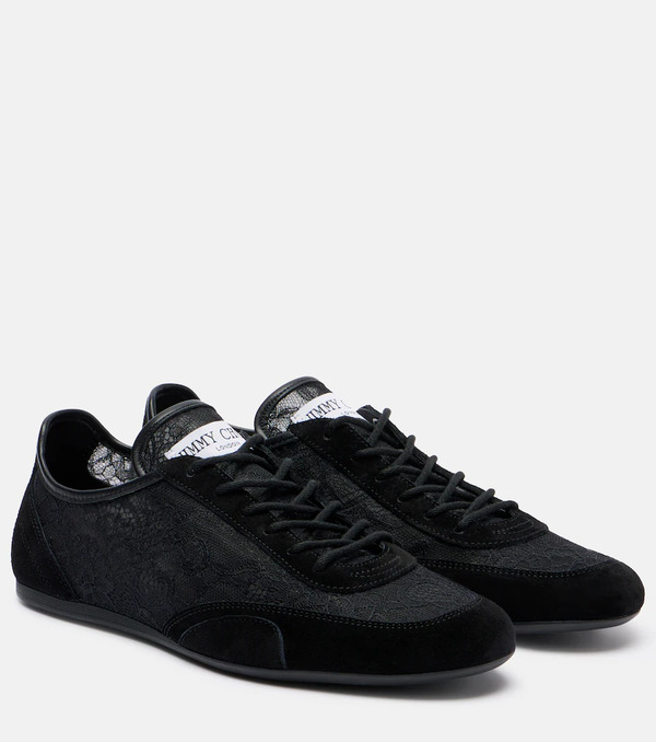  Jimmy Choo Jimmy Choo Sunny Suede-trimmed Lace Sneakers 