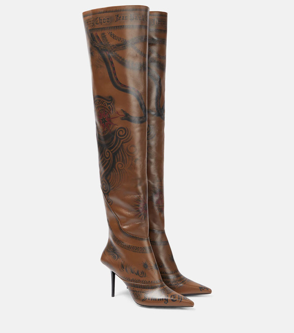  Jimmy Choo Jimmy Choo X Jean Paul Gaultier Tattoo Leather Over-the-knee Boots 