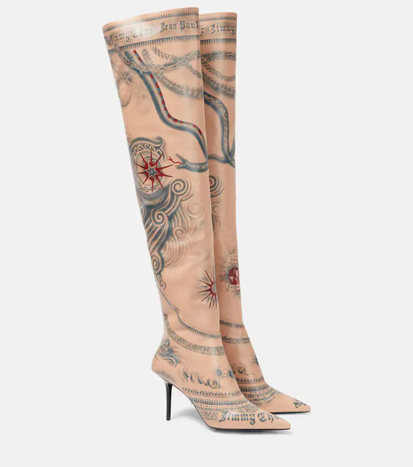  Jimmy Choo Jimmy Choo X Jean Paul Gaultier Tattoo Leather Over-the-knee Boots 