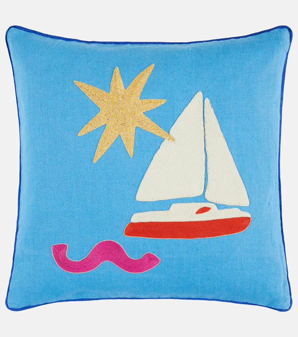  Jonathan Adler Jonathan Adler Playa Sailboat Linen Cushion 