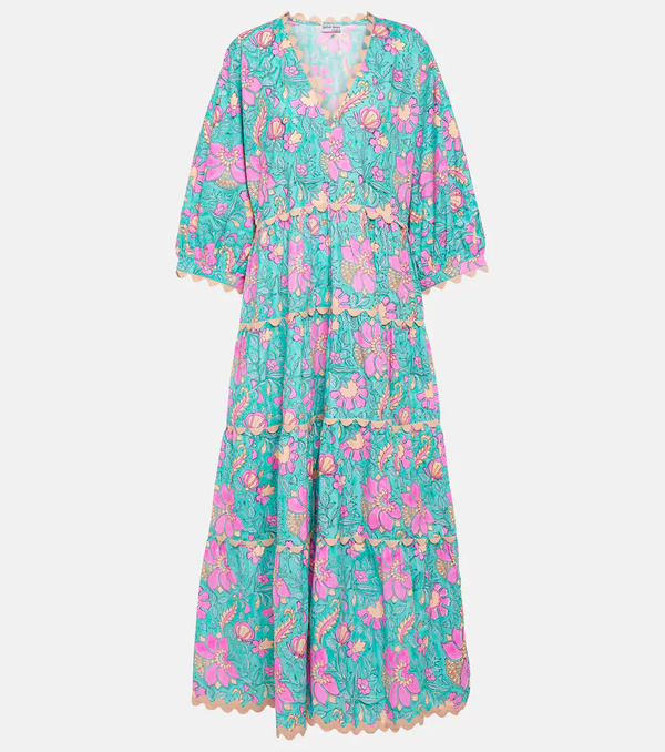  Juliet Dunn Juliet Dunn Colorblocked Cotton Poplin Maxi Dress 