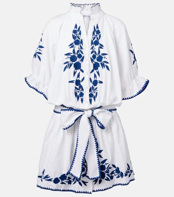  Juliet Dunn Juliet Dunn Embroidered Cotton And Linen Minidress 