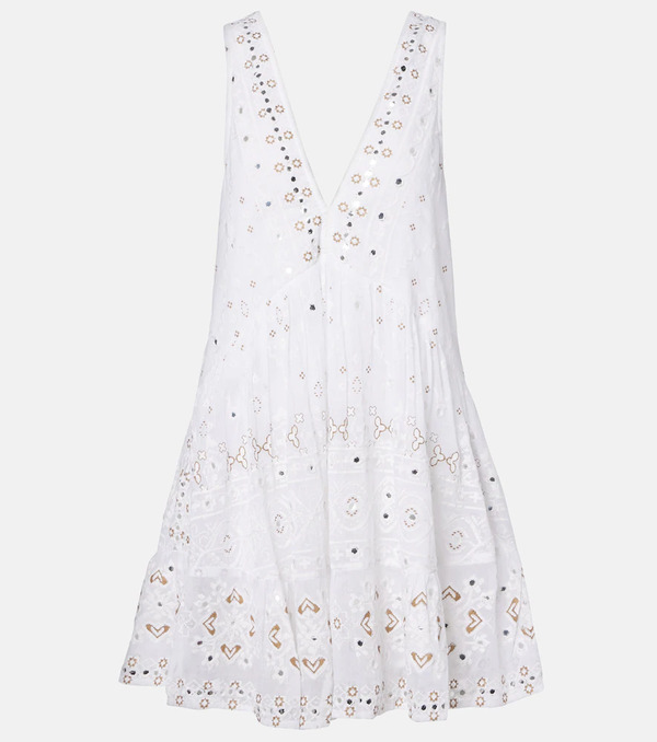  Juliet Dunn Juliet Dunn Embroidered Cotton Minidress 