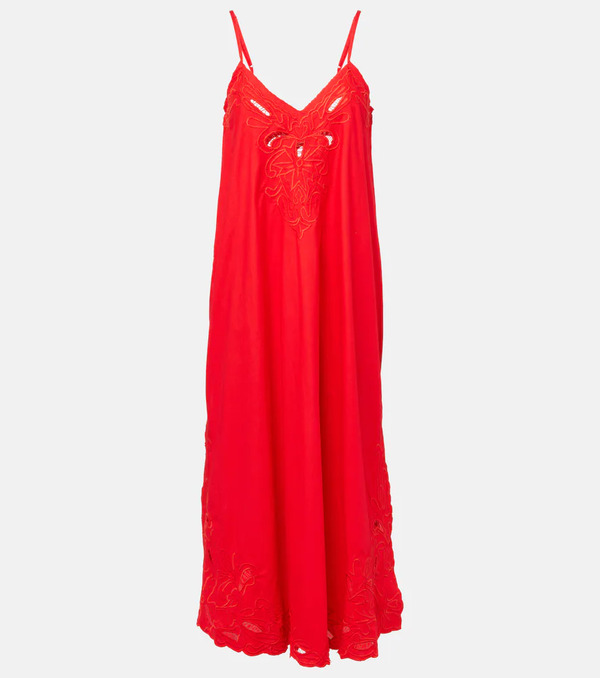  Juliet Dunn Juliet Dunn Embroidered Cotton Poplin Midi Dress 