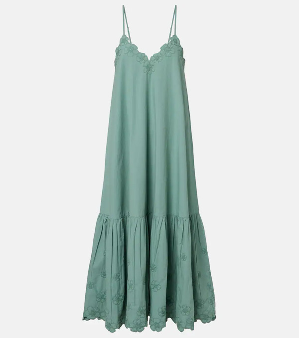  Juliet Dunn Juliet Dunn Embroidered Cotton Poplin Midi Dress 