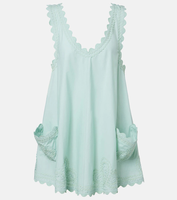  Juliet Dunn Juliet Dunn Embroidered Scalloped Cotton Poplin Minidress 