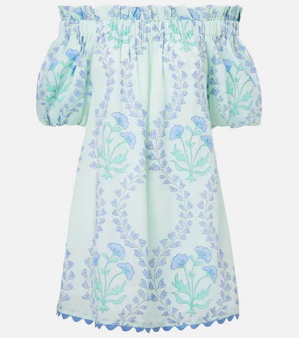  Juliet Dunn Juliet Dunn Printed Off-shoulder Cotton Minidress 