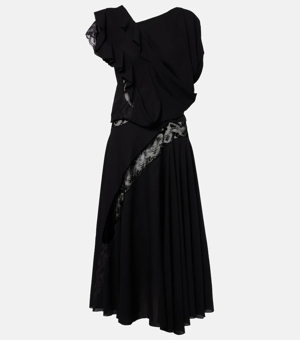 Junya Watanabe Junya Watanabe Asymmetric Lace-trimmed Midi Dress 