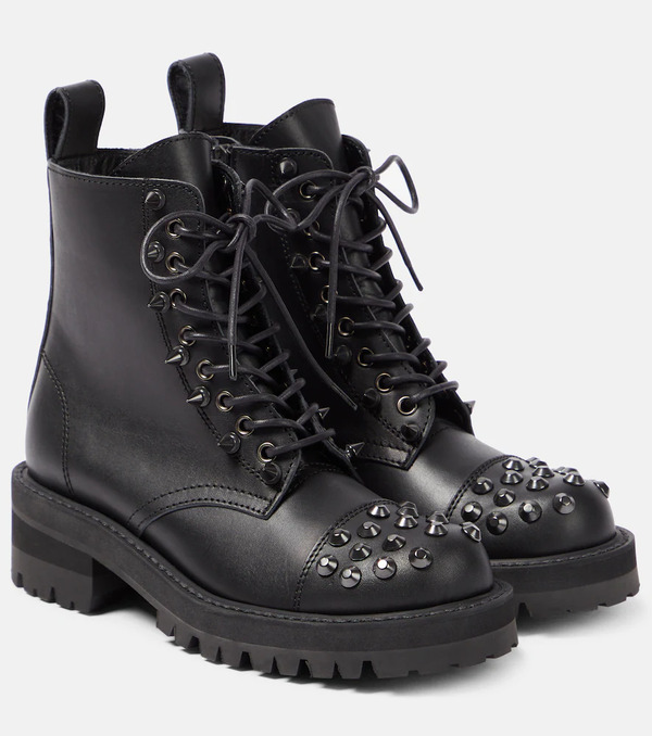 Junya Watanabe Junya Watanabe Embellished Leather Biker Boots 