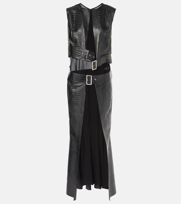  Junya Watanabe Junya Watanabe Snake-effect Faux Leather Midi Dress 