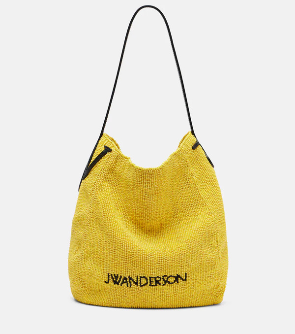  Jw Anderson Jw Anderson Bulb Small Beaded Leather-trimmed Shoulder Bag 