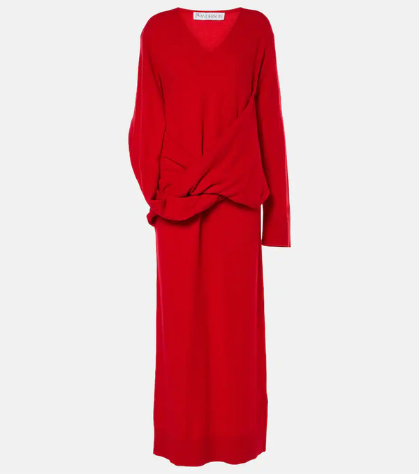 Jw Anderson Jw Anderson Draped Asymmetric Wool-blend Dress 