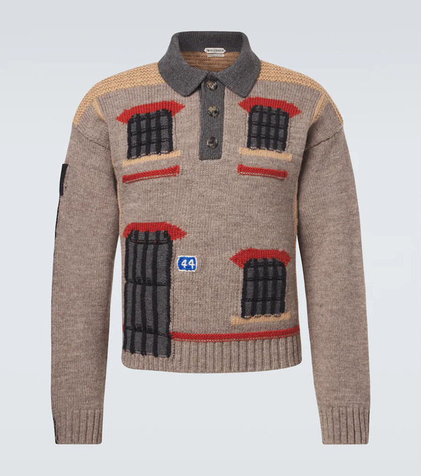  Jw Anderson Jw Anderson Embroidered Wool Polo Sweater 