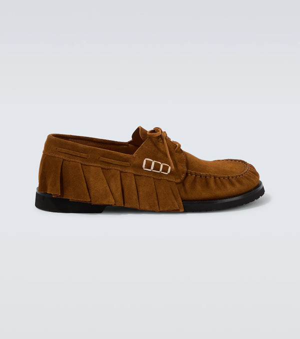  Jw Anderson Jw Anderson Ruffled Suede Boat Shoes 