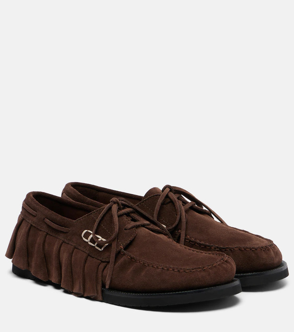  Jw Anderson Jw Anderson Ruffled Suede Boat Shoes 
