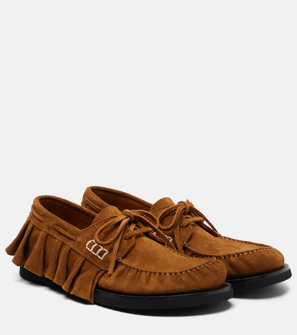  Jw Anderson Jw Anderson Ruffled Suede Boat Shoes 