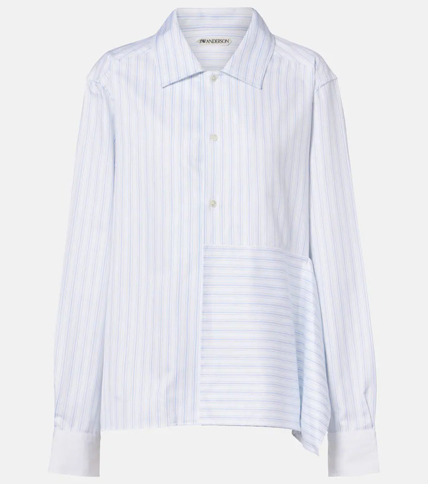  Jw Anderson Jw Anderson Striped Asymmetric Cotton Poplin Shirt 