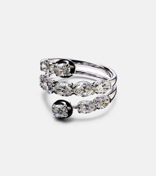  Kamyen Kamyen 18kt White Gold And Enamel Ring With Diamonds 
