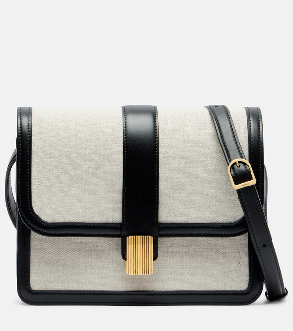  Khaite Khaite Blake Leather-trimmed Canvas Crossbody Bag 