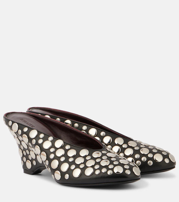  Khaite Khaite Cloak 75 Studded Leather Wedge Mules 