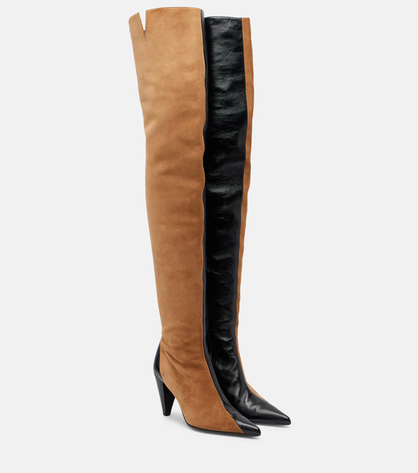  Khaite Khaite Harvey Leather And Suede Over-the-knee Boots 